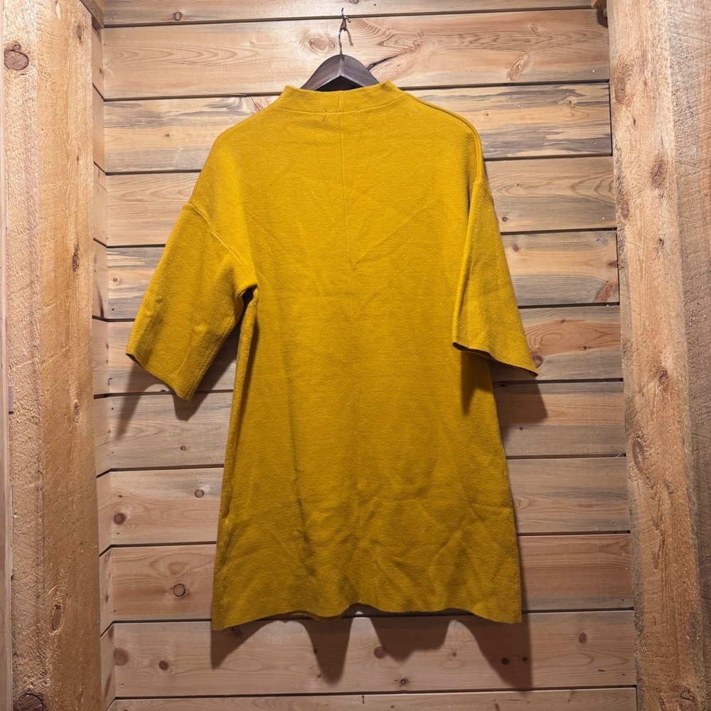 WILD PONY Mustard Yellow Mod Mock Neck 3/4 Sleeve Dress Sz S Twiggy Retro MCM - Picture 6 of 7